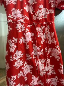 Chinese Red Floral Wrap Dress
