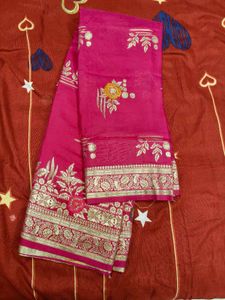 Pink Floral Saree