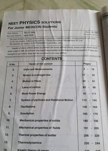Sri Chaitanya Neet Physics Solutions Book