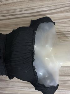 Off Shoulder Mesh Velvet Top
