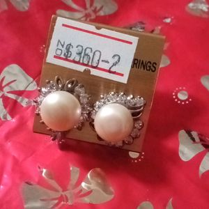Pearl Studs With Stone Around