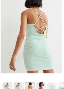 H&amp;M Green ribbed bodycon dress