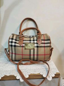 Burberry Plaid Boston Bag