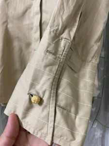Beige Striped Button-Down