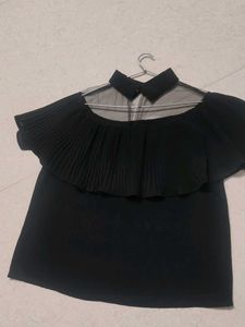 Sheer Black Top with Collar