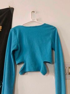 Stylish Blue Cut Top