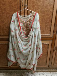 Elegant Embroidered Kurta Set With Garara