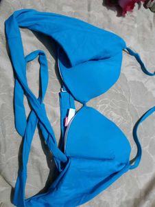 131.Blue Halter Bikini Top 32B