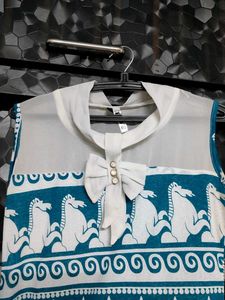 Printed Top with Bow Detail