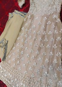 Heavy A Shape Dress With Lace Duppatta