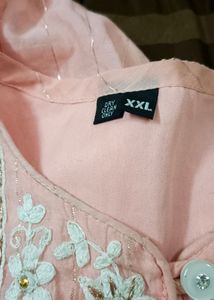 Peach Colour Ambrodaried Kurta With Plazzo