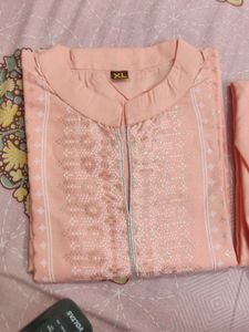 Peach Embroidered Kurta Set