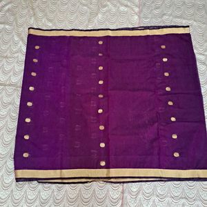 Jamun Colour Cotton Polyester Saree