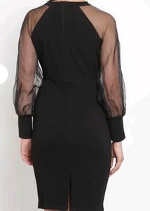 Sheer Sleeve Black Dress