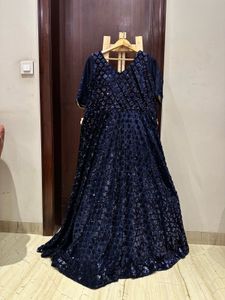 Elegant Navy Blue Ethnic Sequence Work  Gown