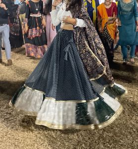 Elegant Black Mirror Work Chaniya Choli with White
