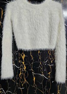 Off White Woolen Crop top