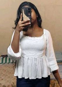 White peplum top with waist snatch