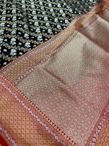 Banarsi Black Special Silver Mina Kari Saree
