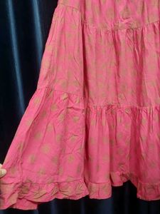 Pink Tiered Ethnic Skirt