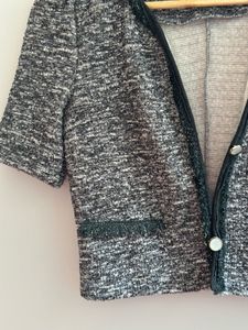 Tweed Cropped Short Sleeve Jacket With Skirt Coord