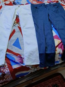 Men White And Blue Jeans Combo Of 2