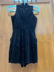 Black Sparkly Velvet Playsuit