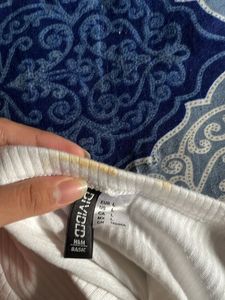H&amp;M White Fitted Crop Top
