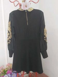 Golden Lace Design Dress