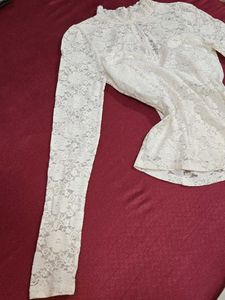 Elegant padded White Lace top