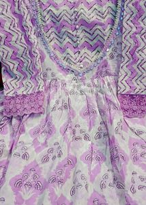 Lavender Printed Ethnic Gown