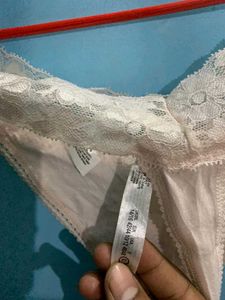 branded Lace Trim Thong