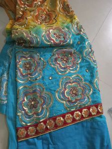 Embroidered Floral Ombre Saree