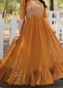 Mustard Embroidered Dress
