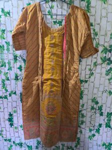 Mustard Yellow Embroidered Kurta