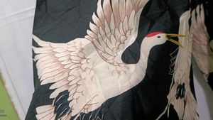 Crane Print Wide Leg Palazo Skirt