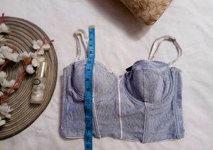 Very Beautiful Aster Denim Bustier Crop Top