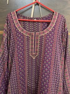 Elegant Purple Printed Kurta