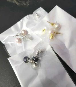 Real Pearl Stud Earrings