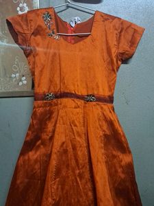 Orange Embellished Party Dress