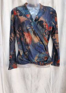 132812. Abstract Print Wrap Top