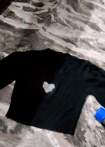 Black Heart Embellished Sweater