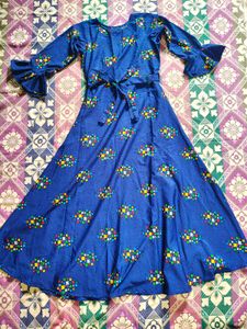 Blue Printed Maxi Dress