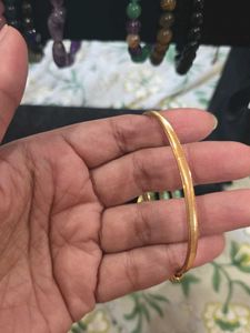 Gold Polish Adjustable Bangle