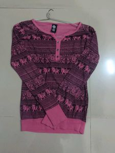 Elephant Print Long Sleeve Top