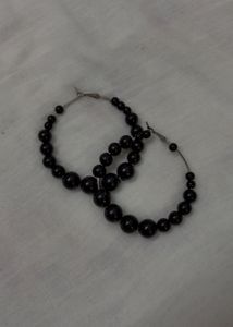 Black Pearl Hoop Earrings
