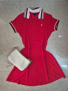 Aesthetic Retro Vintage Red Polo Dress