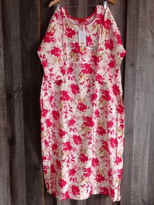 Floral Cotton Nighty with Long Sleeves