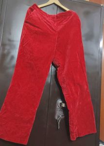Red Velvet Trouser Pant For 34 Waist