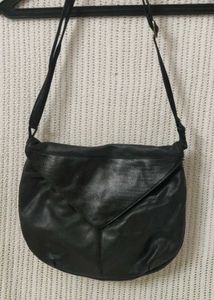 vintage Black Leather Handbag